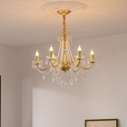 Suspension en cristal américain de style campagnard, plafonnier créatif en fer