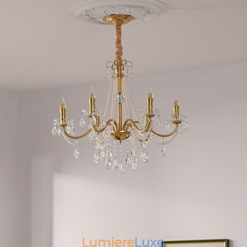 Suspension en cristal américain de style campagnard, plafonnier créatif en fer
