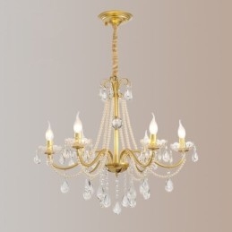 Suspension en cristal américain de style campagnard, plafonnier créatif en fer
