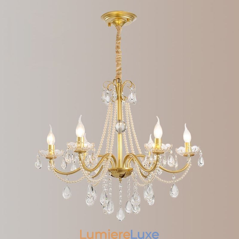 Suspension en cristal américain de style campagnard, plafonnier créatif en fer