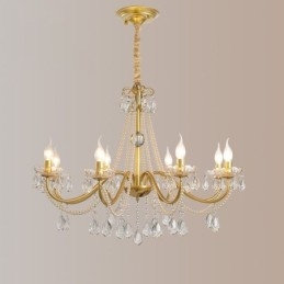 Suspension en cristal américain de style campagnard, plafonnier créatif en fer