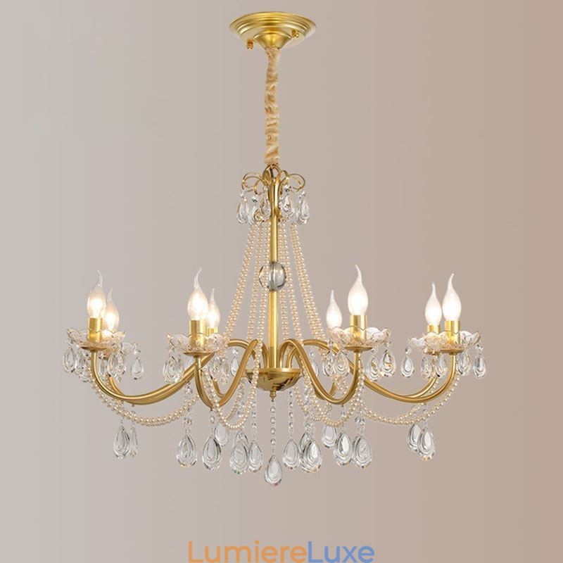 Suspension en cristal américain de style campagnard, plafonnier créatif en fer