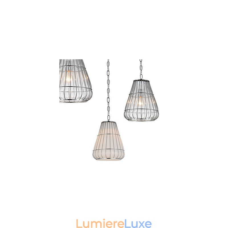 Lustre moderne contemporain en verre chromé