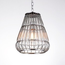 Lustre moderne contemporain en verre chromé