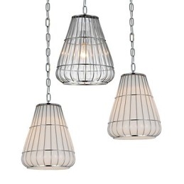Lustre moderne contemporain en verre chromé
