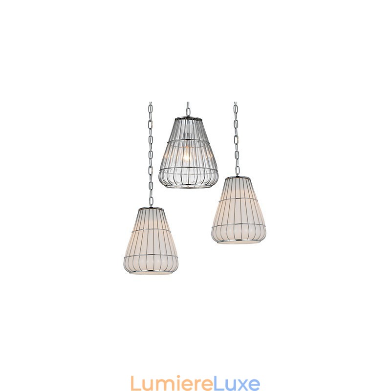 Lustre moderne contemporain en verre chromé