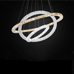 Lampes suspendues en cristal K9 ambré et transparent, éclairage avec 3 anneaux