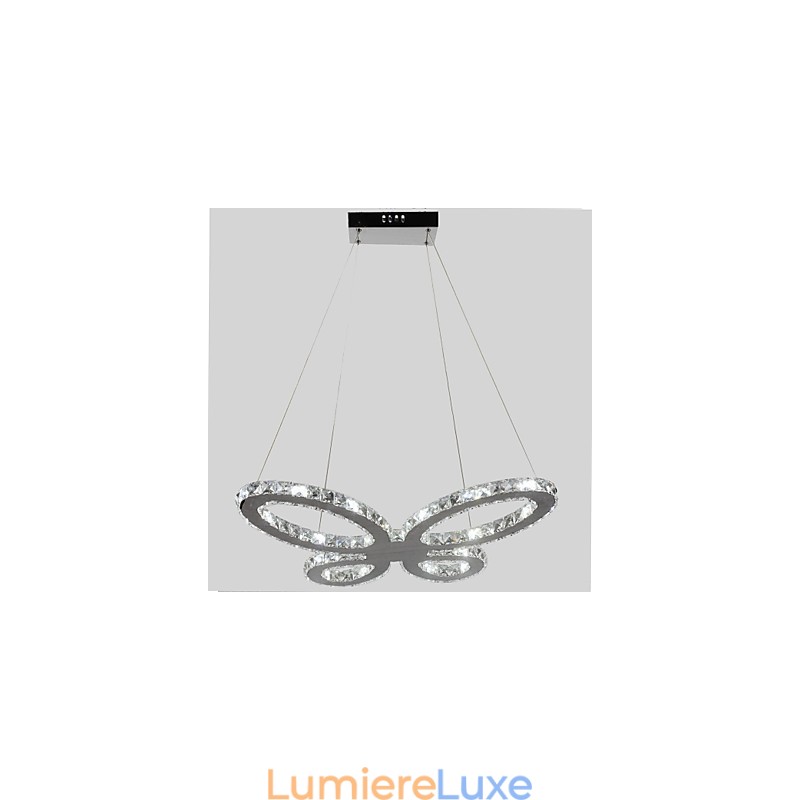 Lustre moderne contemporain en métal chromé