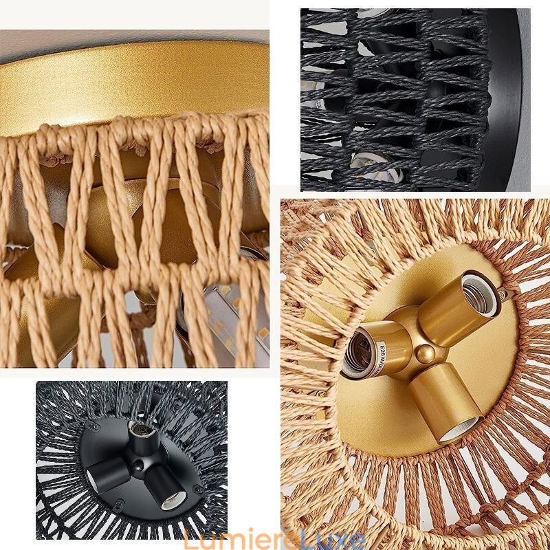 Plafonnier encastré de style campagnard en cage tissée américaine
