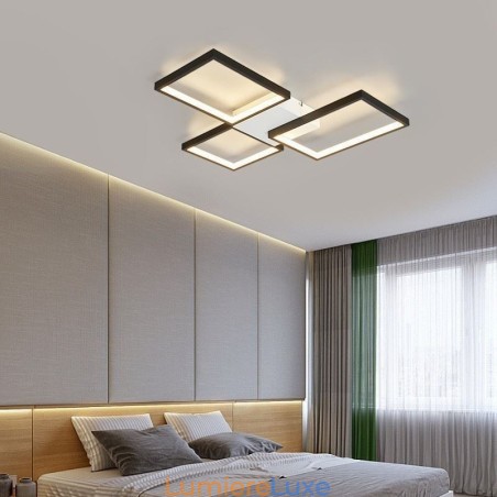 Plafonnier encastré minimaliste à 3 niveaux, intensité variable en continu, avec télécommande, 60 W Plafonnier encastré minimaliste à 3 niveaux, intensité variable en continu, avec télécommande, 60 W