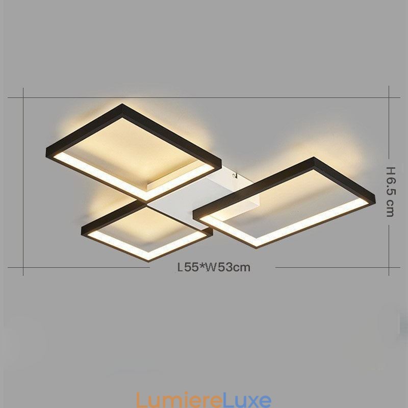 Plafonnier encastré minimaliste à 3 niveaux, intensité variable en continu, avec télécommande, 60 W