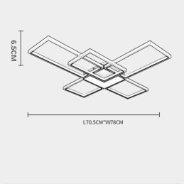 Plafonnier encastré minimaliste à cinq lumières carrées, intensité variable en continu, avec télécommande, 92 W