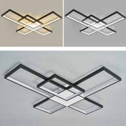 Plafonnier encastré minimaliste à cinq lumières carrées, intensité variable en continu, avec télécommande, 92 W