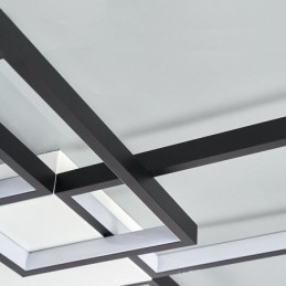 Plafonnier encastré minimaliste à cinq lumières carrées, intensité variable en continu, avec télécommande, 92 W