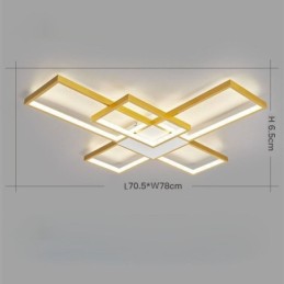 Plafonnier encastré minimaliste à cinq lumières carrées, intensité variable en continu, avec télécommande, 92 W
