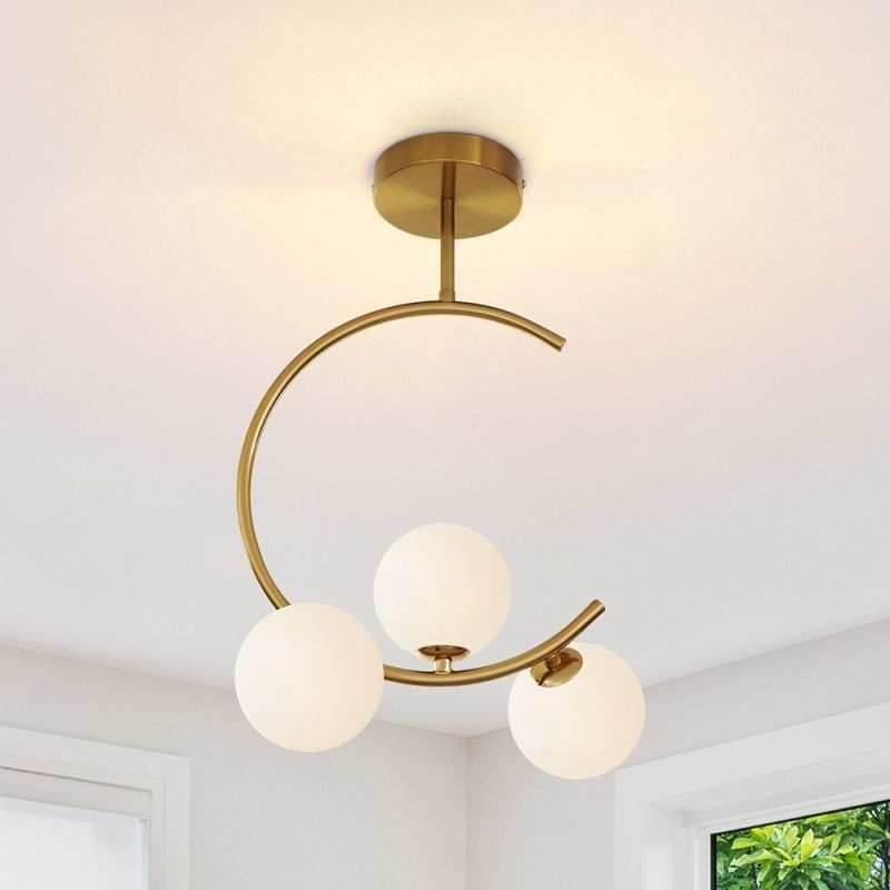 Plafonnier encastré moderne et simple à trois têtes en verre blanc laiteux G9 5 W