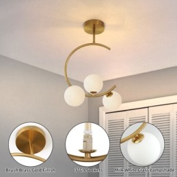 Plafonnier encastré moderne et simple à trois têtes en verre blanc laiteux G9 5 W
