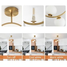 Plafonnier encastré moderne et simple à trois têtes en verre blanc laiteux G9 5 W