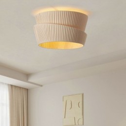 Plafonnier encastré Wabi Sabi de style crème français avec abat-jour en tissu double couche