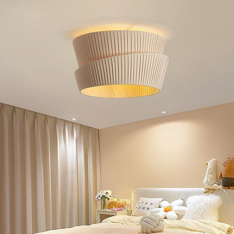 Plafonnier encastré Wabi Sabi de style crème français avec abat-jour en tissu double couche