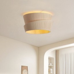 Plafonnier encastré Wabi Sabi de style crème français avec abat-jour en tissu double couche
