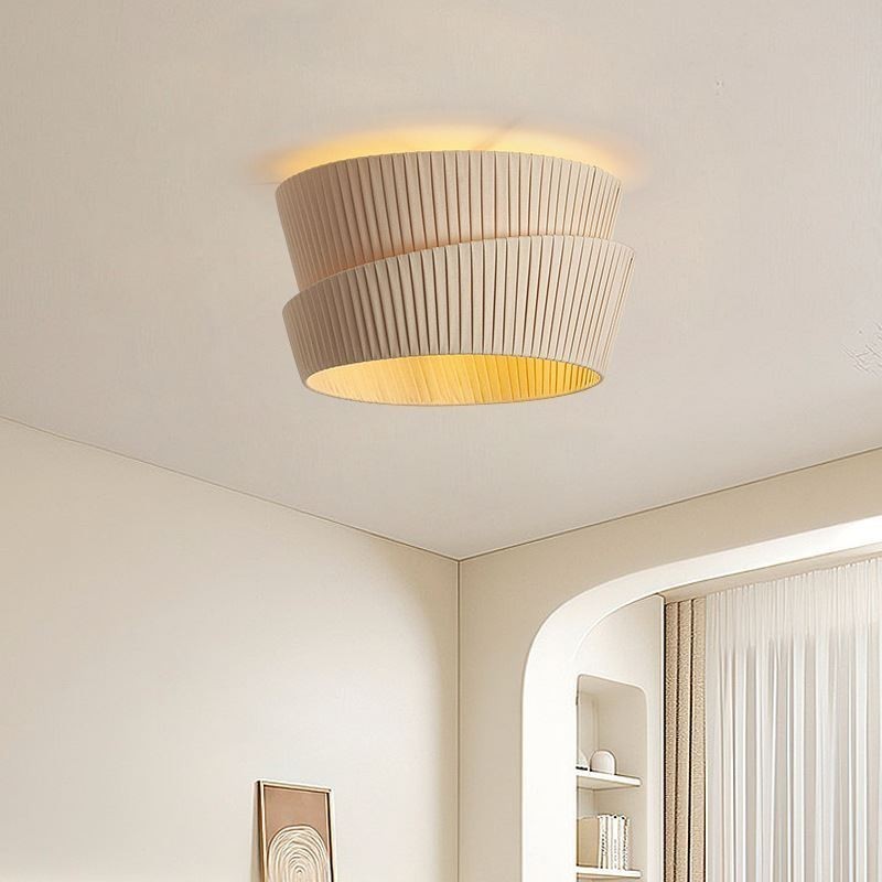Plafonnier encastré Wabi Sabi de style crème français avec abat-jour en tissu double couche