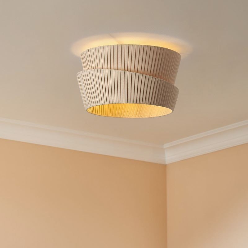 Plafonnier encastré Wabi Sabi de style crème français avec abat-jour en tissu double couche