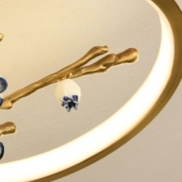 Plafonnier encastré en cuivre à motif de branches de prunier