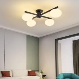 Plafonnier en verre nordique créatif en fer forgé