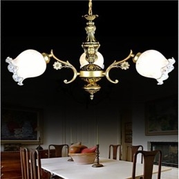 Lustre en bronze à trois lumières de style rétro européen classique