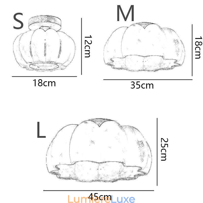 Plafonniers rétro japonais à tête unique en forme de citrouille