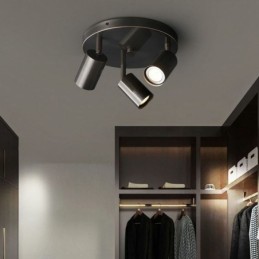 Plafonnier moderne noir doré avec 3 lumières, éclairage d'intérieur en cuivre