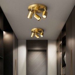Plafonnier moderne noir doré avec 3 lumières, éclairage d'intérieur en cuivre