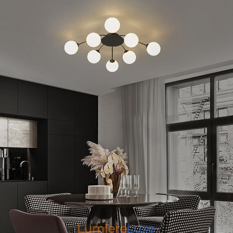 Plafonnier noir moderne à encastrer, luminaire décoratif