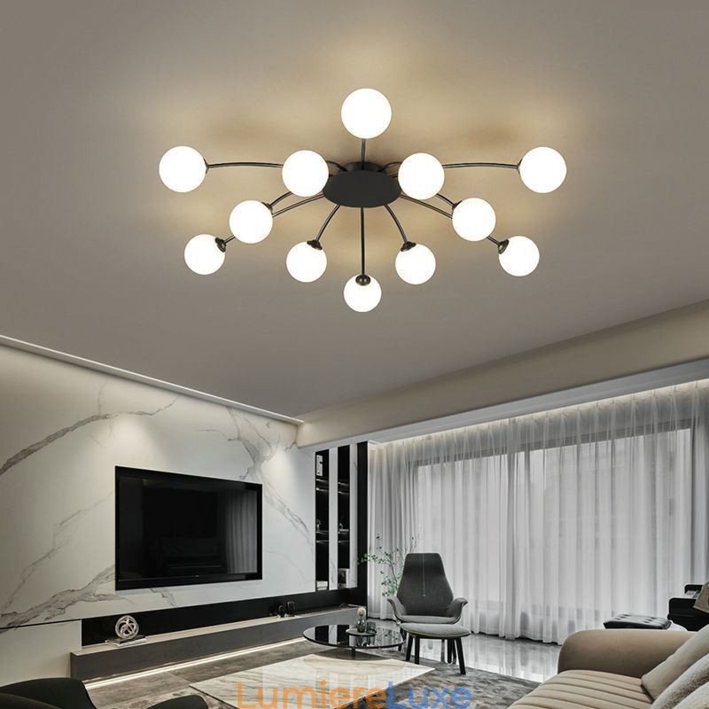 Plafonnier noir moderne à encastrer, luminaire décoratif