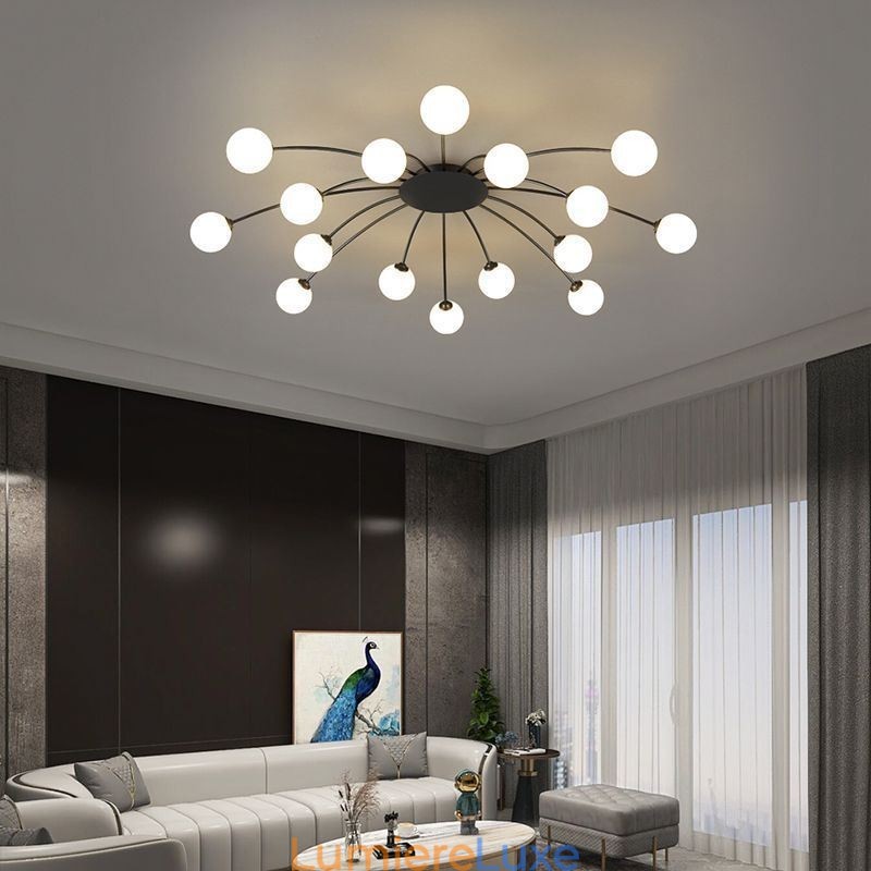 Plafonnier noir moderne à encastrer, luminaire décoratif