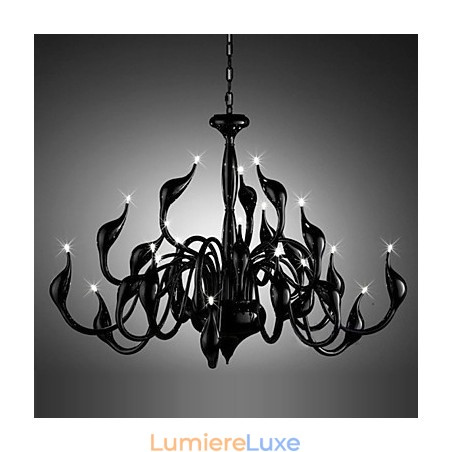 Lustre moderne 24 lumières G4 peinture noire Lustre moderne 24 lumières G4 peinture noire