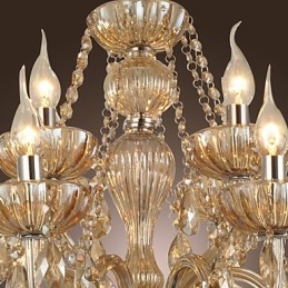 Lustre en cristal de luxe moderne à 2 niveaux, 12 lumières