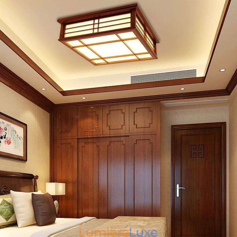 Plafonnier rétro décoratif en bois
