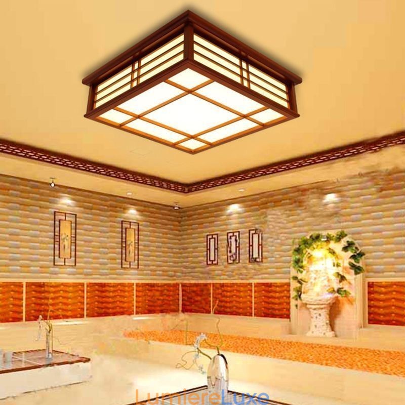 Plafonnier rétro décoratif en bois