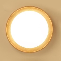 Plafonnier moderne rond en bois et acrylique