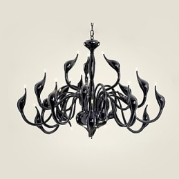 Lustre moderne 24 lumières G4 peinture noire