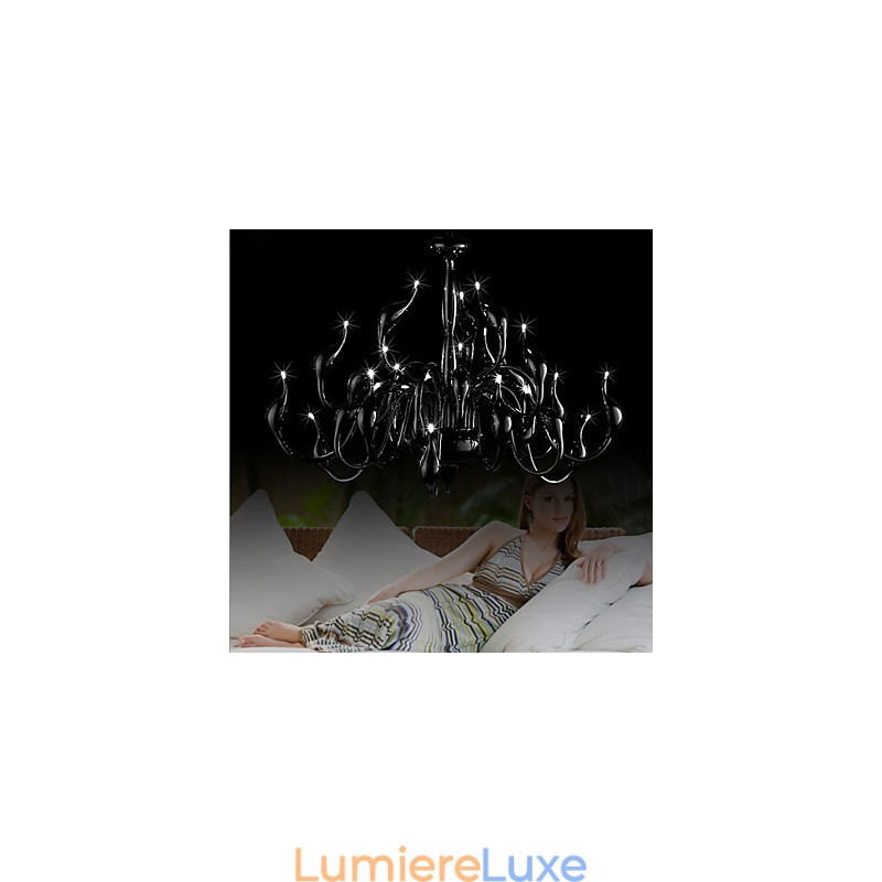 Lustre moderne 24 lumières G4 peinture noire