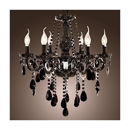 Lustre moderne en cristal noir à 6 lumières Lustre moderne en cristal noir à 6 lumières