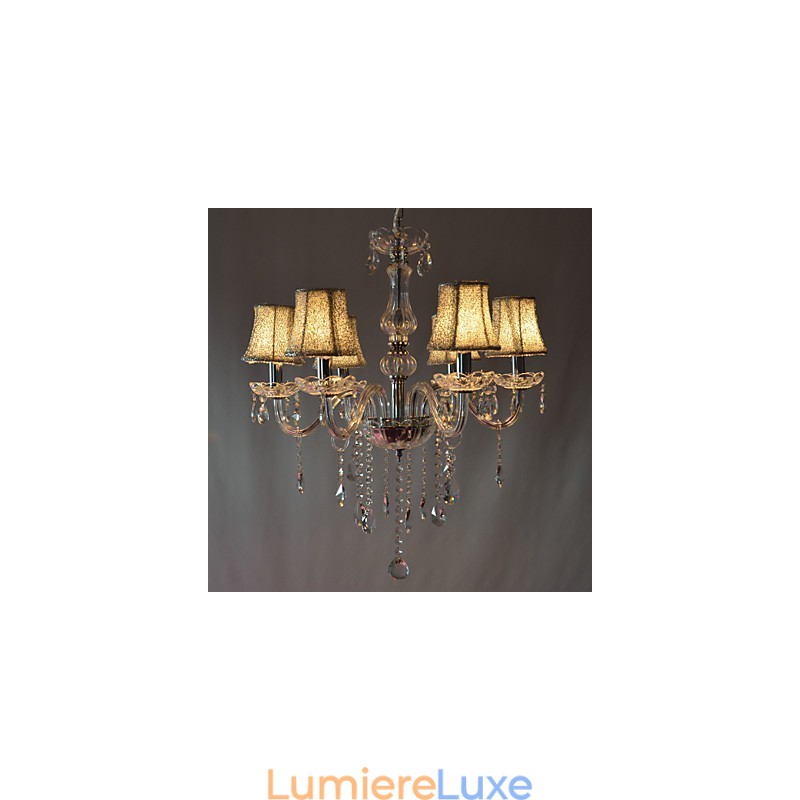 Lustre de luxe moderne à 6 lumières en cristal