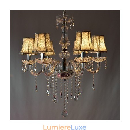 Lustre de luxe moderne à 6 lumières en cristal Lustre de luxe moderne à 6 lumières en cristal