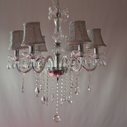 Lustre de luxe moderne à 6 lumières en cristal