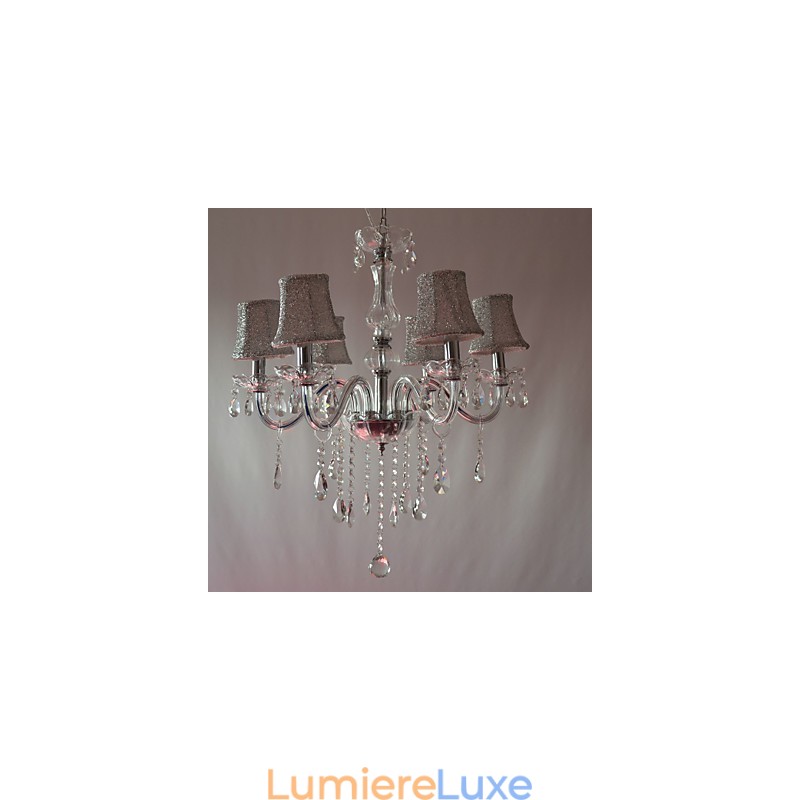 Lustre de luxe moderne à 6 lumières en cristal