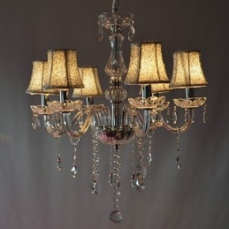 Lustre de luxe moderne à 6 lumières en cristal