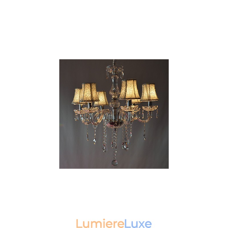 Lustre de luxe moderne à 6 lumières en cristal